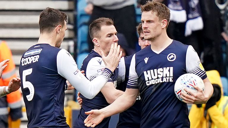 Millwall's Matt Smith celebrates scoring his side's first goal with team-mates