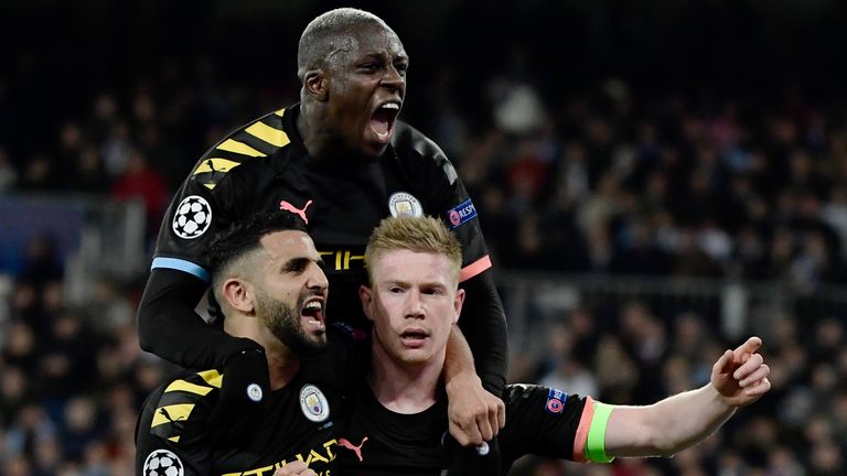 Manchester City celebrate at Real Madrid