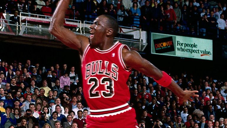 Michael Jordan takes flight at the 1988 All-Star Dunk Contest in Chicago