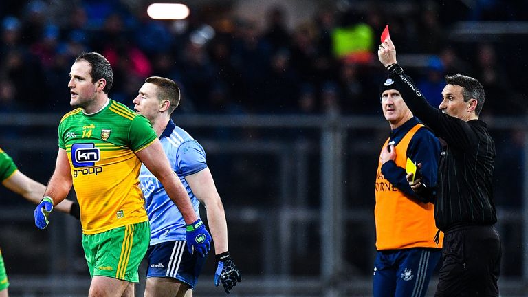 Michael Murphy was sent off during injury-time on Saturday night