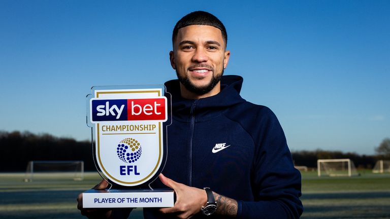 Nahki Wells of Bristol City is presented with the Sky Bet Championship Player of the Month Award for January 2020, when he was on loan at QPR from Burnley - Rogan/JMP - 06/02/2020 - FOOTBALL - Failand - Bristol, England.