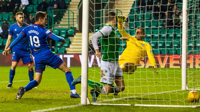 Inverness' Nikolay Todorov pulled one back to make it 5-2 during the game