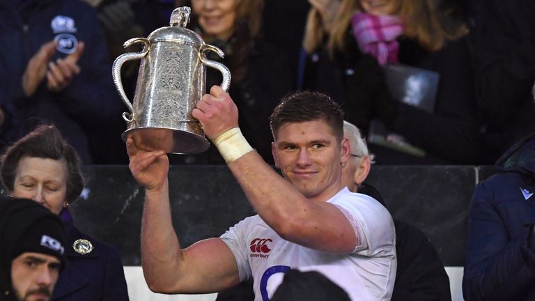 Owen Farrell lifts the Calcutta Cup