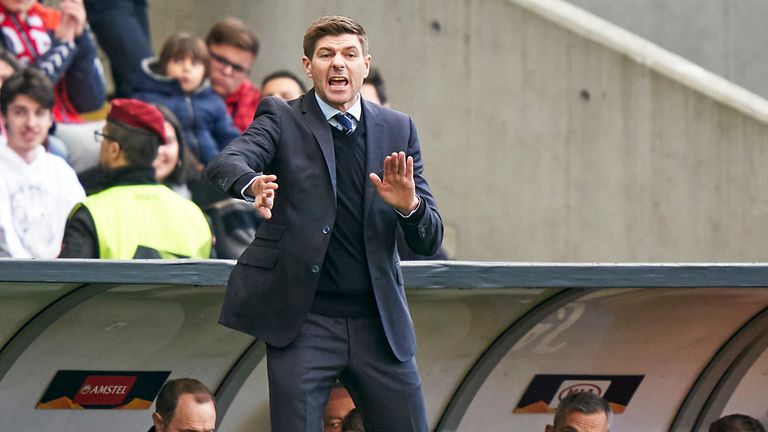 Steven Gerrard bellows instructions to his players on the touchline