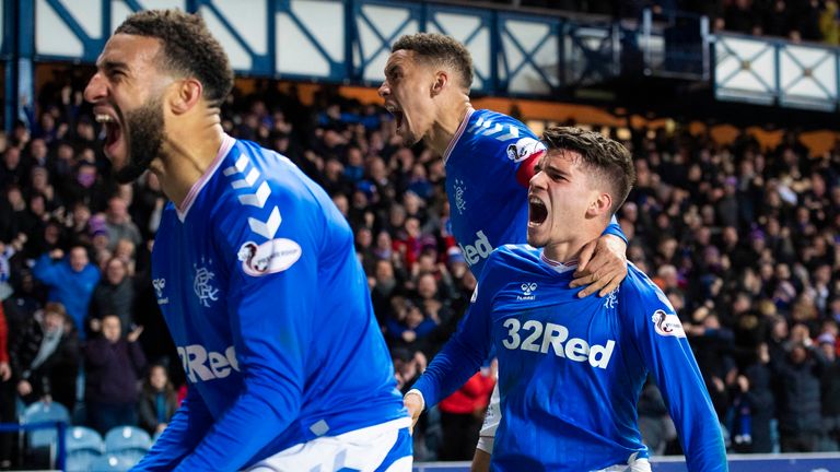 Ianis Hagi celebrates making it 2-1 to Rangers against Hibernian