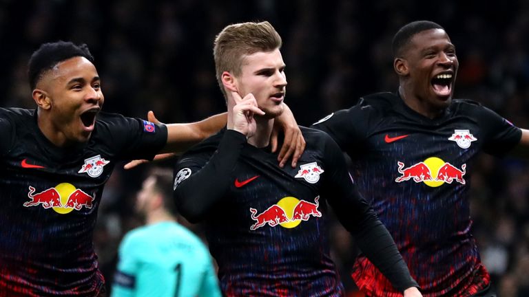 Timo Werner celebrates his goal against Tottenham