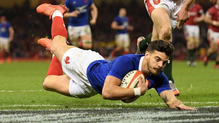 Ntamack raced over for France's third try in Cardiff after intercepting a pass 