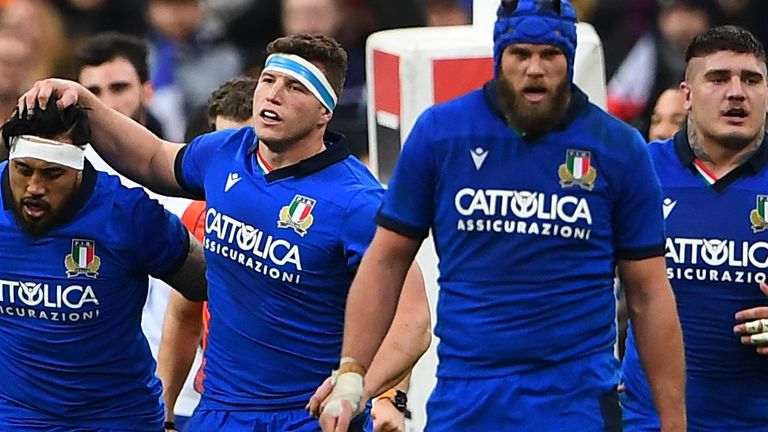 Italy during the Six Nations loss in Paris