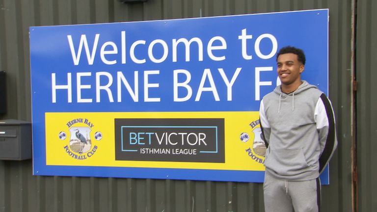 Sam McCallum pictured outside Herne Bay FC