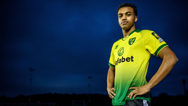 Sam McCallum pictured signing for Norwich City in January