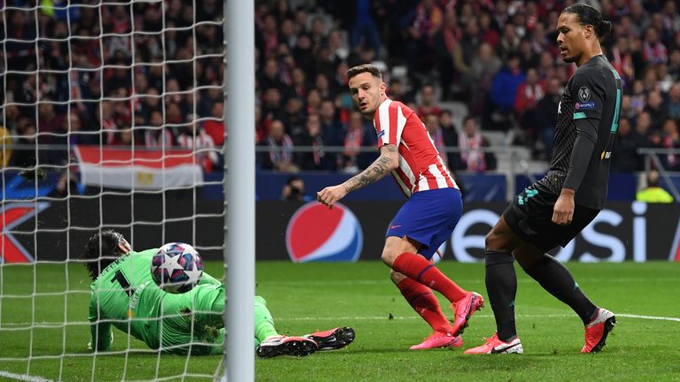 Saul Niguez puts Atletico Madrid ahead early on vs Liverpool