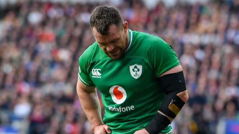 Ireland's Cian Healy was injured during the first half of the defeat against England at the weekend