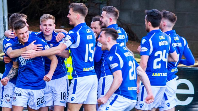 Callum Hendry celebrates after scoring to make it 1-0 St Johnstone during the Ladbrokes Premiership Match Between St Johnstone and Rangers