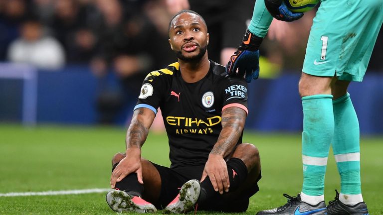 Raheem Sterling suffered the injury during Man City's defeat at Tottenham