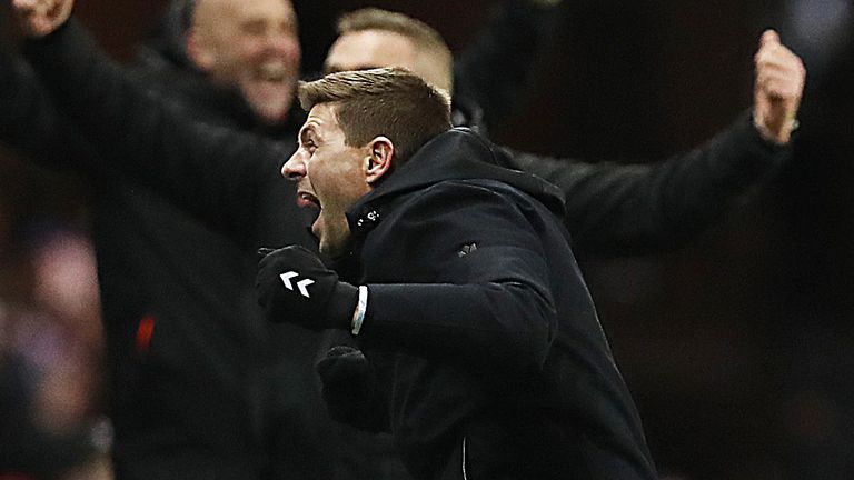 Gerrard reacts after Rangers complete their comeback