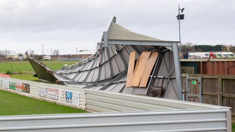 Storm Ciara saw extensive damage to Northern Premier League South East Division side Wisbech Town's stadium