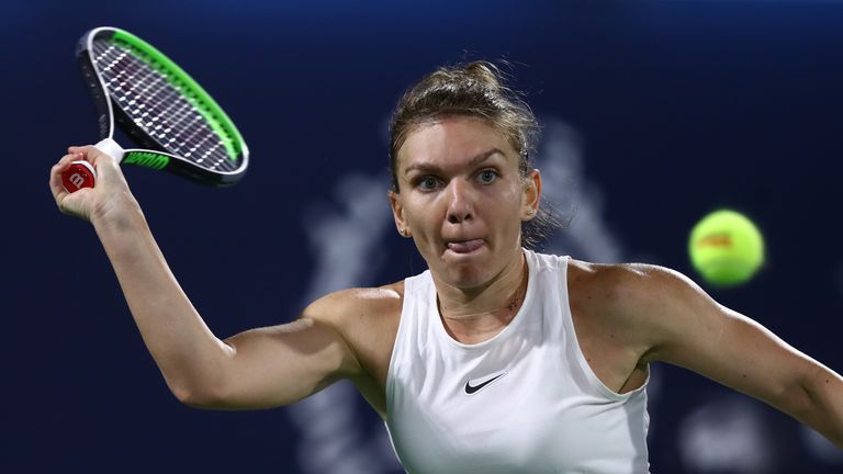 Simona Halep in action in Dubai