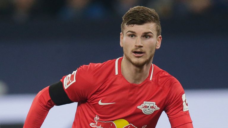 Timo Werner of RB Leipzig during the German Bundesliga match between Schalke 04 v RB Leipzig at the Veltins Arena on February 22, 2020 in Gelsenkirchen Germany