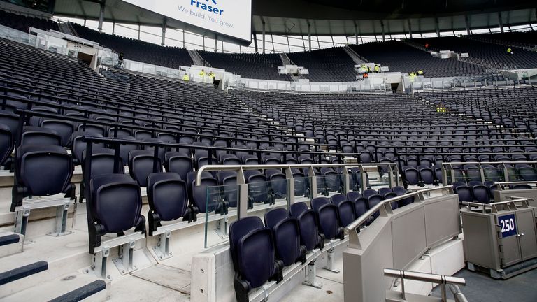 An area of the Tottenham Hotspur Stadium ready for safe standing, pictured in April 2019