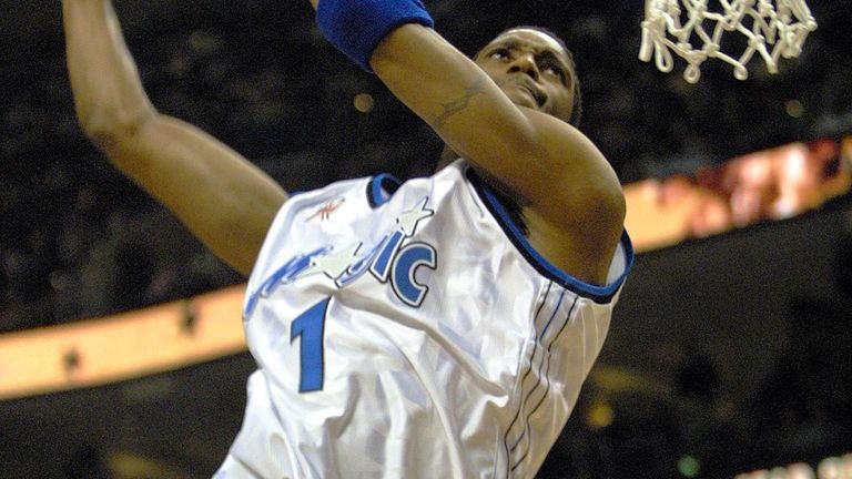 Tracy McGrady throws down his famous off-the-glass dunk in the 2002 All-Star Game