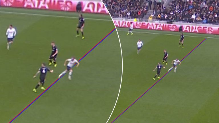 Harry Kane would be deemed onside under Arsene Wenger's proposal (image has been manipulated by Sky Sports for illustrative purposes)