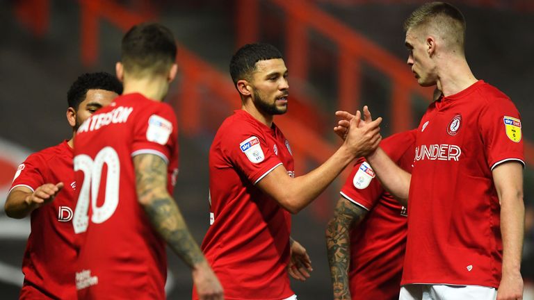 Bristol City celebrate a goal vs Derby