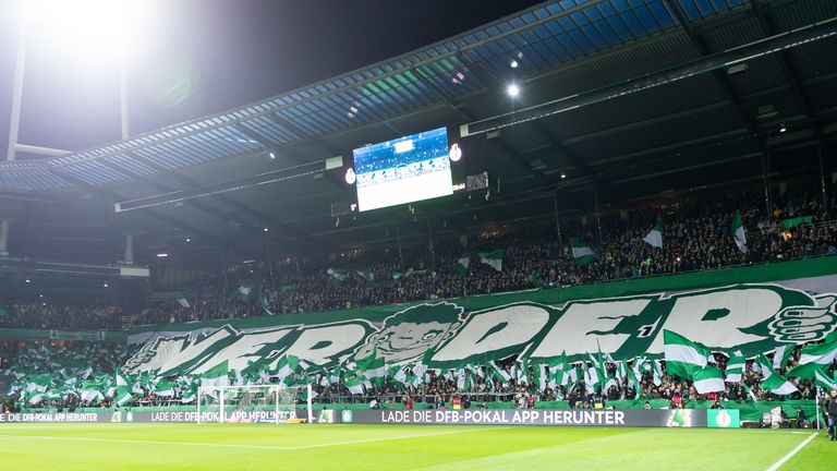 Werder Bremen fans inside the Weserstadion