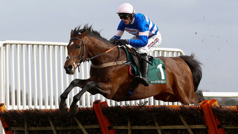 Solo and Harry Cobden win The Weatherbys Cheltenham Festival Betting Guide Adonis Juvenile Hurdle Race run during Betway Chase Day at Kempton Park Racecourse. PA Photo. Picture date: Saturday February 22, 2020. See PA story RACING Kempton. Photo credit should read: Julian Herbert/PA Wire