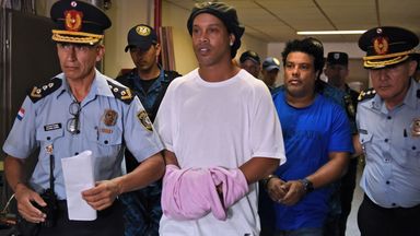 Image of Brazilian football legend Ronaldinho was in court on Saturday facing trial in Paraguay after being accused of entering the country with a fake passport
