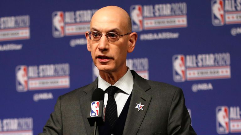 Adam Silver address the media at All-Star Weekend in Chicago