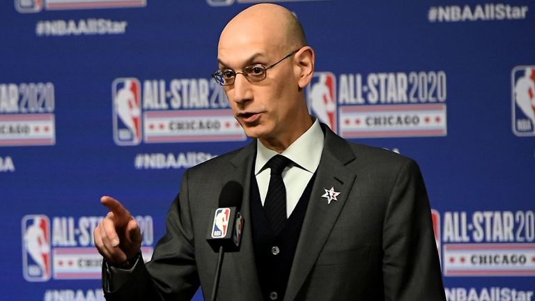 NBA commissioner Adam Silver addresses the media at All-Star Weekend