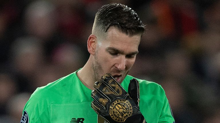 LIVERPOOL, ENGLAND - MARCH 11: Goalkeeper Adri..n of Liverpool reacts after his mistake led to the first Atletico goal during the UEFA Champions League round of 16 second leg match between Liverpool FC and Atletico Madrid at Anfield on March 11, 2020 in Liverpool, United Kingdom.  (Photo by Visionhaus)