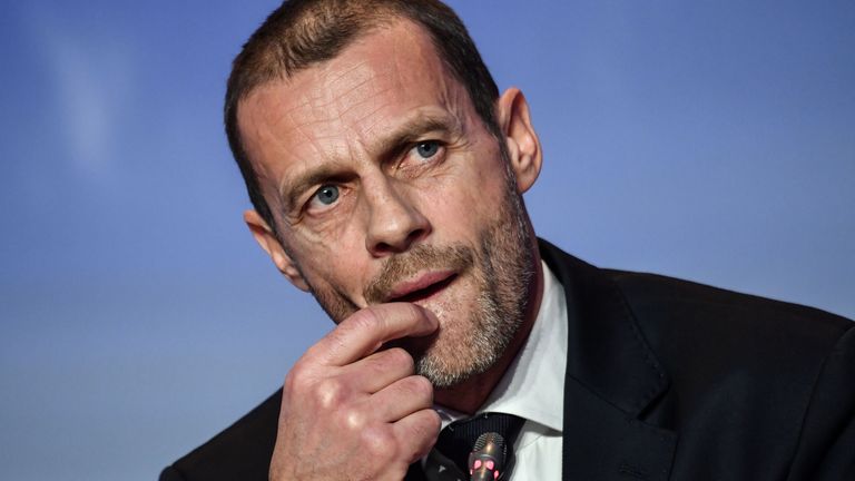 UEFA President Aleksander Ceferin during a press conference following his re-election