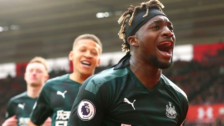 Allan Saint-Maximin celebrates his goal against Southampton