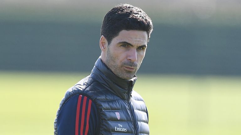  Arsenal Head Coach Mikel Arteta during a training session at London Colney on March 06, 2020 