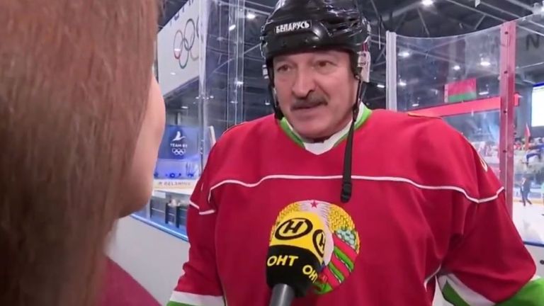 President Alexander Lukashenko took part in a game of ice hockey this weekend