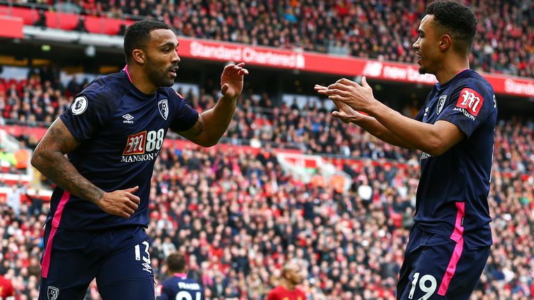 Callum Wilson of Bournemouth celebrates after scoring a goal to make it 0-1
