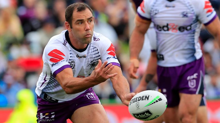 SYDNEY, AUSTRALIA - MARCH 15: Cameron Smith of the Storm passes the ball during the round 1 NRL match between the Manly Sea Eagles and the Melbourne Storm at Lottoland on March 15, 2020 in Sydney, Australia. (Photo by Mark Evans/Getty Images)