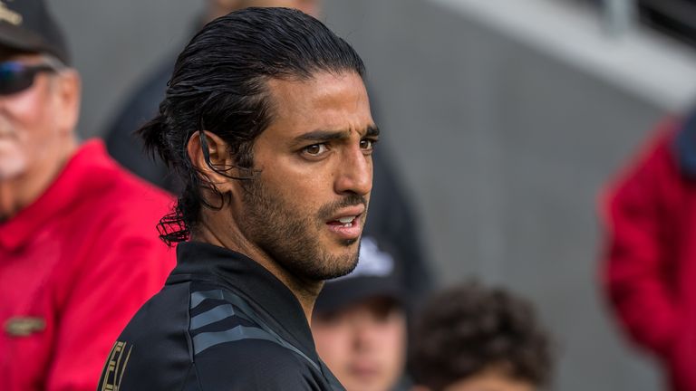 LOS ANGELES, CA - MARCH 1:  Carlos Vela #10 of Los Angeles FC during Los Angeles FC's MLS match against Inter Miami at the Banc of California Stadium on March 1, 2020 in Los Angeles, California.  Los Angeles FC won the match 1-0 (Photo by Shaun Clark/Getty Images) *** Local Caption ***   Carlos Vela