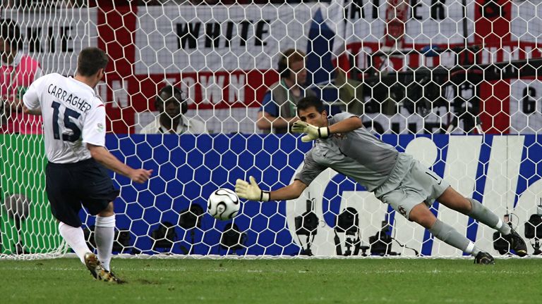 Jamie Carragher missed England's fourth penalty in their World Cup quarter-final shootout defeat to Portugal in 2006