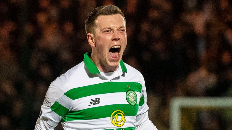 Celtic&#39;s Callum McGregor celebrates his goal against Livingston