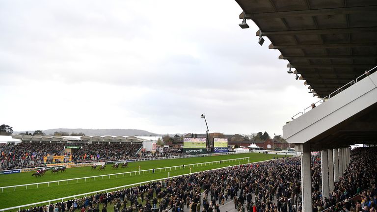 General view during the Brown Advisory & Merriebelle Stable Plate Handicap Chase (Grade 3) at Cheltenham Racecourse on March 12, 2020 in Cheltenham, England.