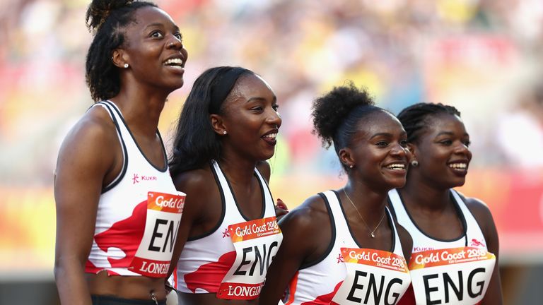 Dina Asher-Smith, second from right, is one of many facing a potential clash if the World Athletics Championships are moved