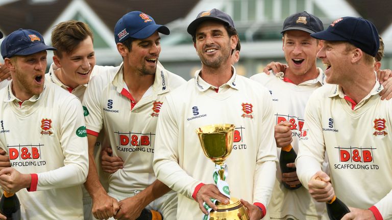 Essex captain Ryan ten Doeschate holds the 2019 County Championship trophy