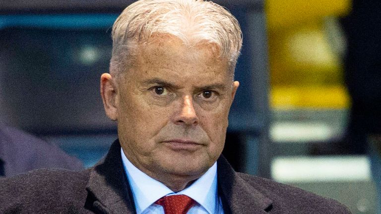 KILMARNOCK, SCOTLAND - MARCH 04: Aberdeen chairman Dave Cormack during a Ladbrokes Premiership match between Kilmarnock and Aberdeen at Rugby Park, on March 04, 2020, in Kilmarnock, Scotland. (Photo by Mark Scates / SNS Group)