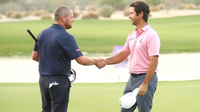 David Drysdale and Jorge Campillo during the final round of the Qatar Masters