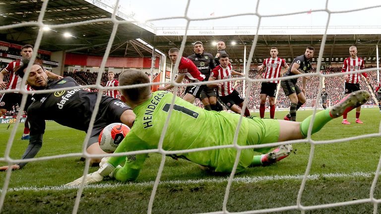 SHEFFIELD, ENGLAND - MARCH 07: during the Premier League match between Sheffield United and Norwich City at Bramall Lane on March 7, 2020 in Sheffield, United Kingdom. (Photo by Nigel Roddis/Getty Images)