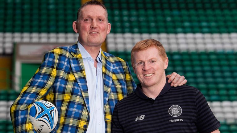 Doddie Weir (L) and Celtic manager Neil Lennon are pictured following the launch of a fundraising effort in support of MND charities