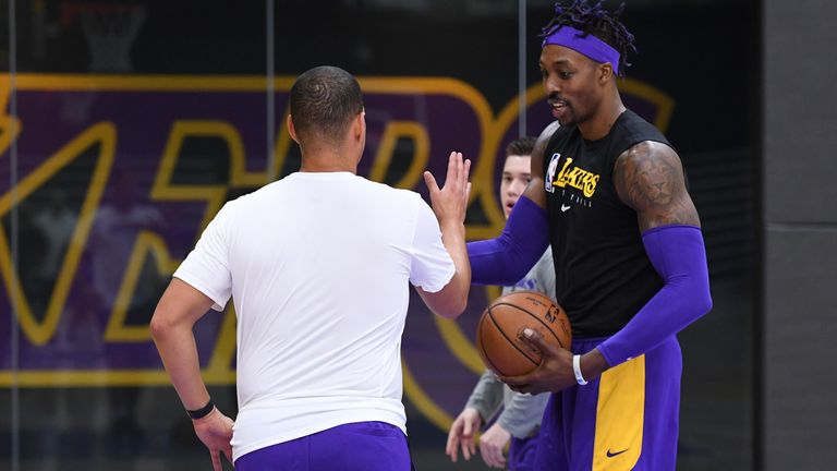 Dwight Howard pictured at the Los Angeles Lakers' practice facility in El Segundo, California