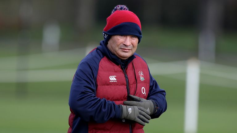 England head coach Eddie Jones oversees training